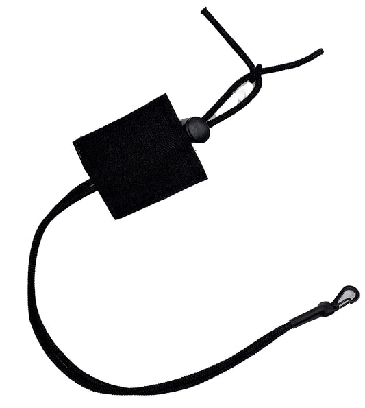  Robust Black Retention Lanyard with shock cord and spring hook, perfect for securely attaching night vision and thermal devices.