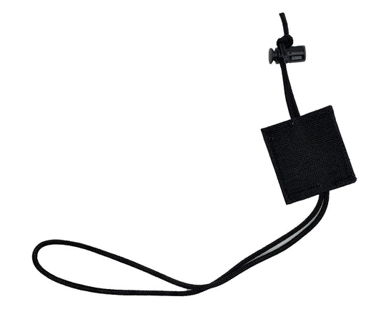 Sturdy Black Retention Lanyard with shock cord and adaptable loop for versatile device fastening, designed for durability and ease of use.